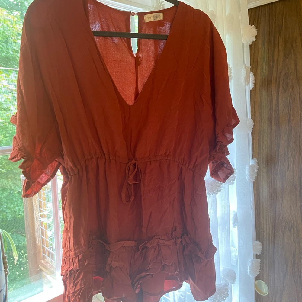 Vestique Burnt Orange Ruffle Romper